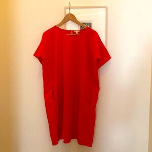 sweet, simple red EILEEN FISHER shift!